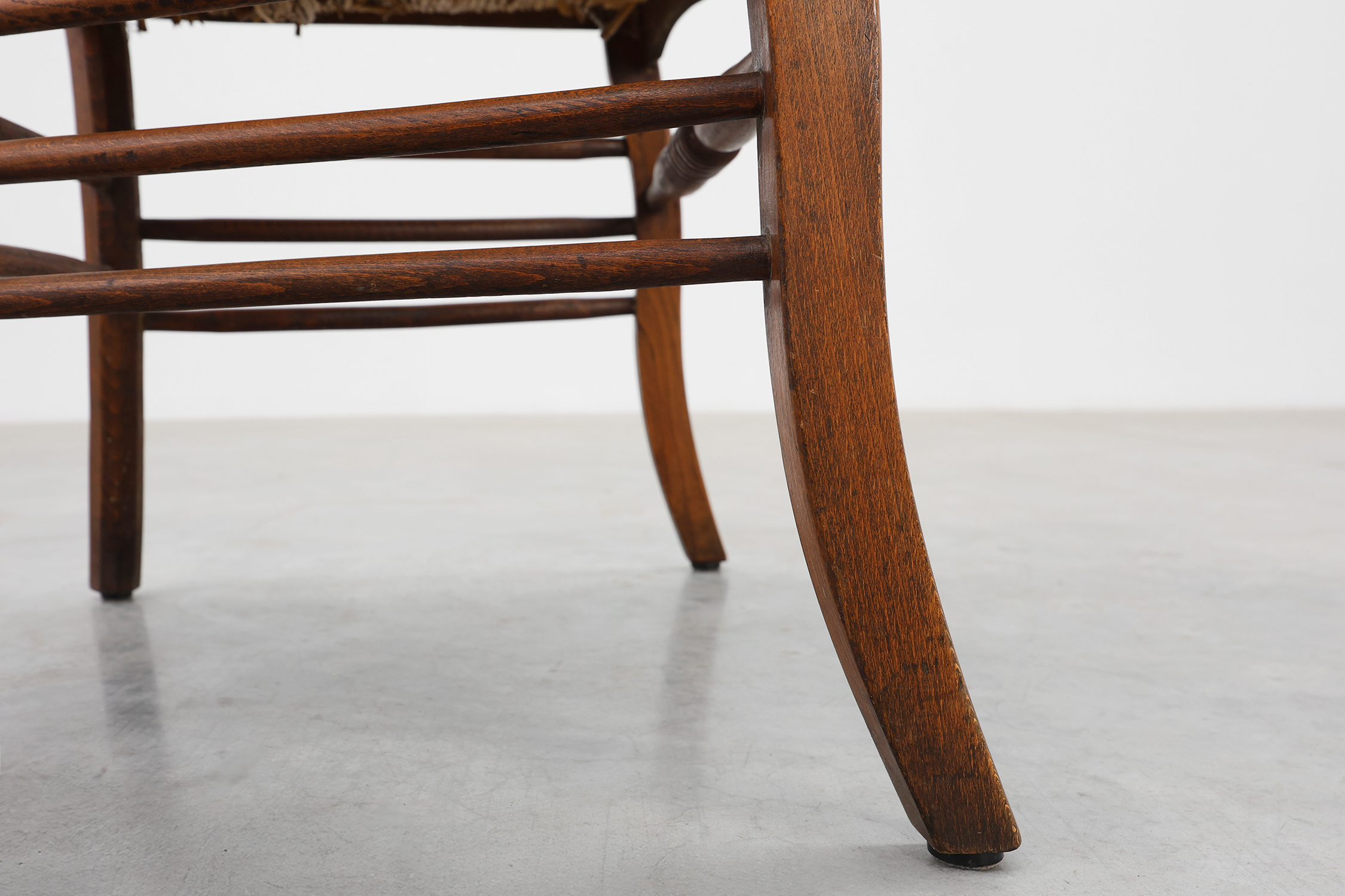 French Provincial Ladder‑Back Armchair with Woven Rush Seat, 19th centurythumbnail
